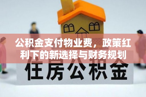 中方公积金支付物业费，政策红利下的新选择与财务规划